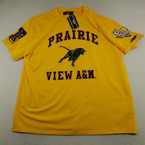Prairie View AM University Champion Mens 2XL Yellow Graphic Logo NCAA Flaws - Picture 1 of 12